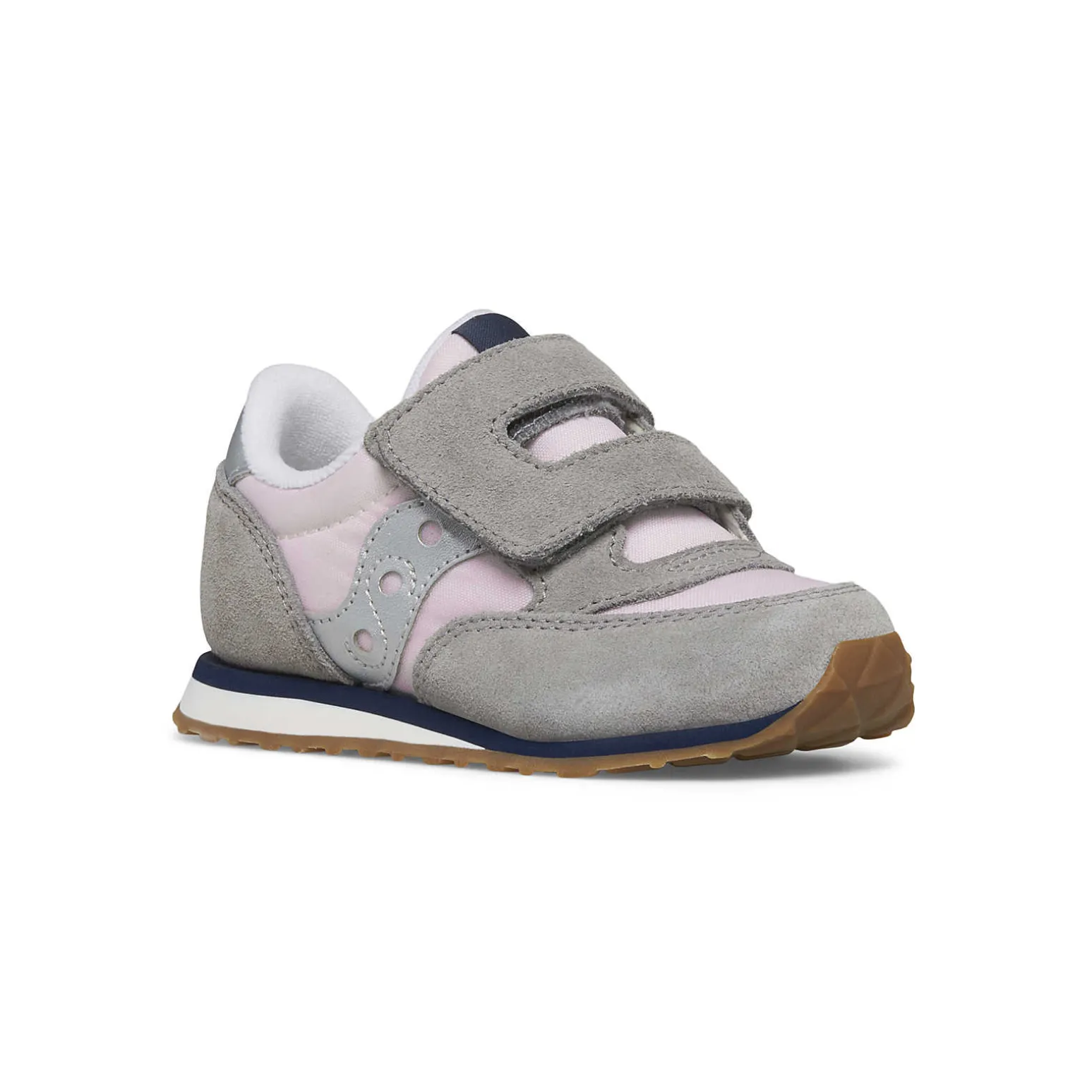 Saucony Baby Jazz Hook & Loop Sneaker Blush/Grey/Silver Clearance