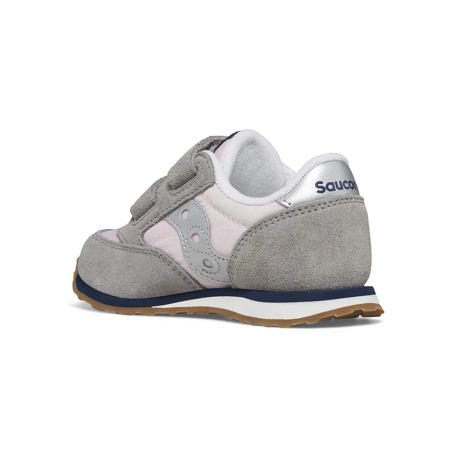Saucony Baby Jazz Hook & Loop Sneaker Blush/Grey/Silver Clearance