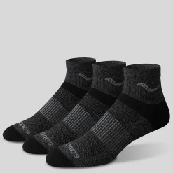 Saucony Inferno Merino Wool Blend Quarter 3-Pack Sock GreyMarl Shop