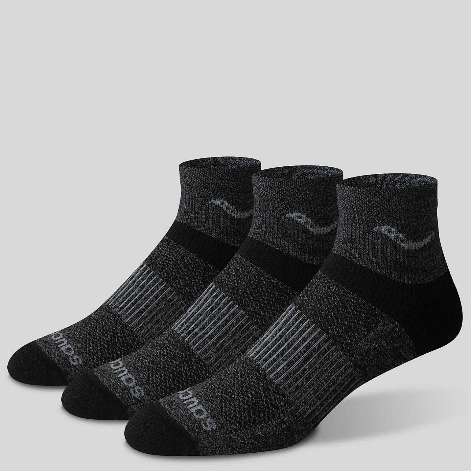Saucony Inferno Merino Wool Blend Quarter 3-Pack Sock GreyMarl Shop