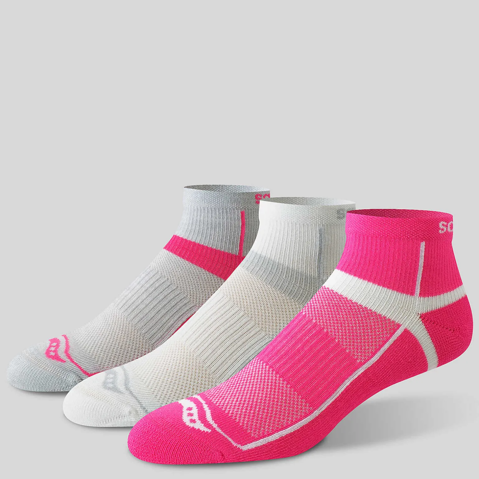 Saucony Inferno Quarter 3-Pack Socks BrightPink Flash Sale